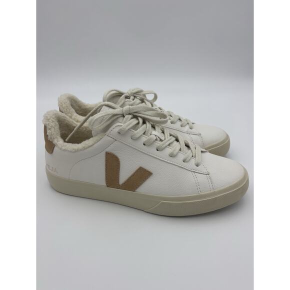 Veja Campo Winter Sneakers Shearling Lined White Leather Tan Suede Size 11
